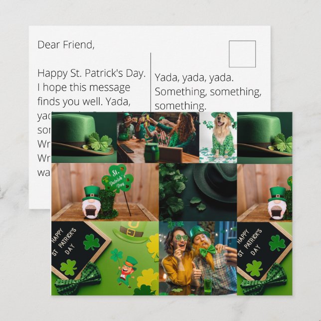 Postal Cartão de Saudação PERSONALIZADO do Dia do Patrick (Frente/Verso)