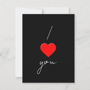 Postal Cartão de saudação preto com "Amo-te"