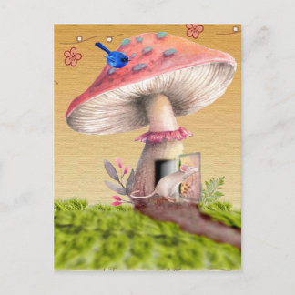Postal Cartão de Saudação Vintage Mushroom