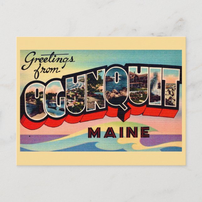 Postal Cartão de Saudações Retro Ogunquit ME (Frente)