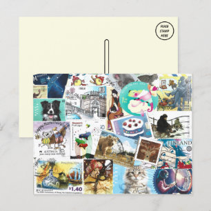 Postal Cartão de selos postais diversos