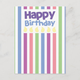 Postal Cartão de stripey de aniversário feliz