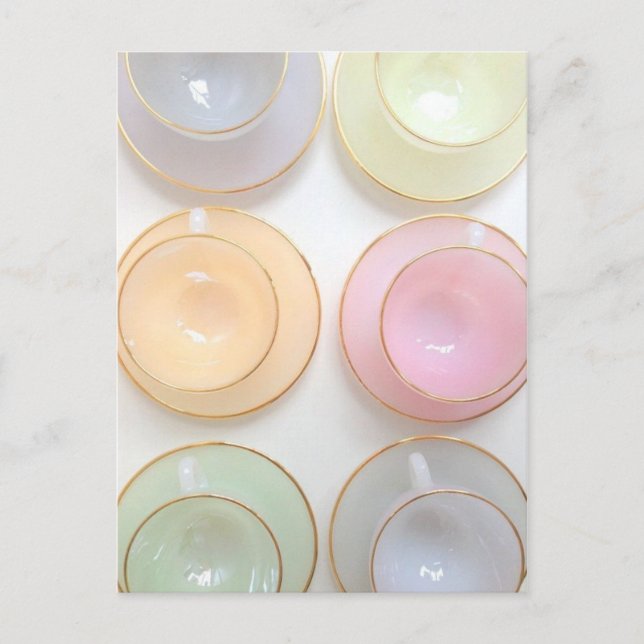 Postal Cartão de Taça Daîly Girly Pastel Tea Cup (Frente)