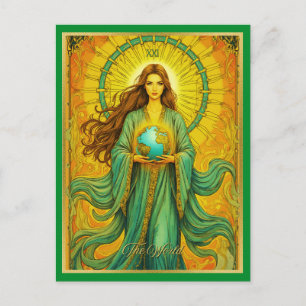 Postal Cartão de Tarô Art Nouveau O Mundo