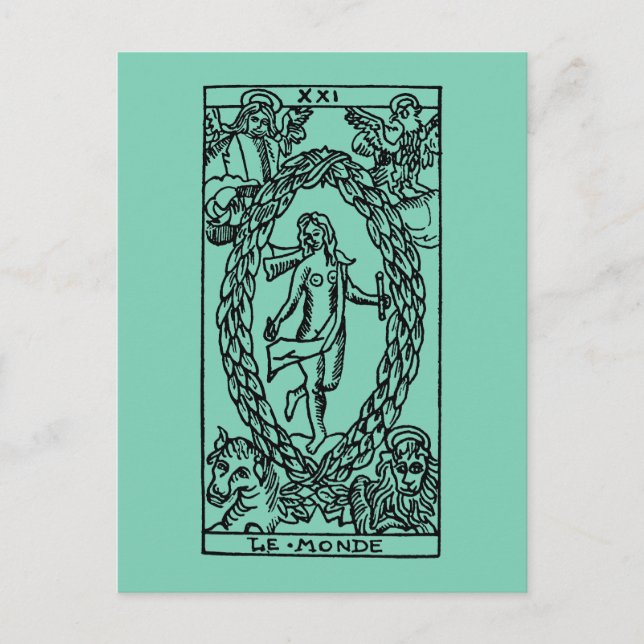 Postal Cartão de Tarot: O mundo (Frente)