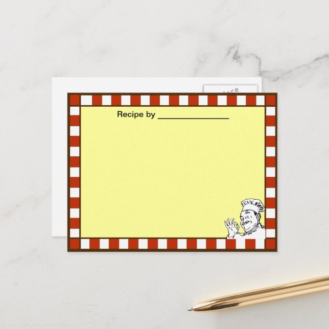 Postal Cartão de Vazio de Receita Aprovado pelo Chef (Frente/Verso In Situ)