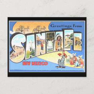 Postal Cartão de Viagem Antigo de Santa Fe