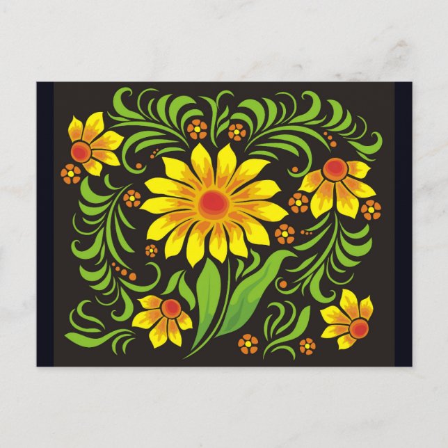 Postal cartão desenhado ao estilo ukrainiano (Frente)