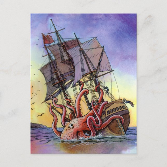 Postal Cartão do ataque de Kraken (Frente)