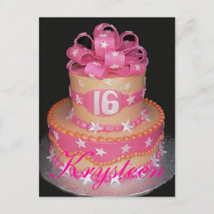 Postal Cartão do bolo de aniversário 16o
