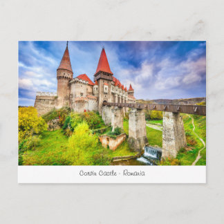 Postal Cartão do castelo de Corvin de Romania