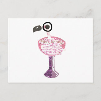 Postal Cartão do cocktail do flamingo