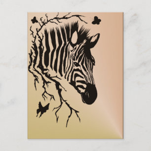 Postal Cartão do design da cabeça da zebra