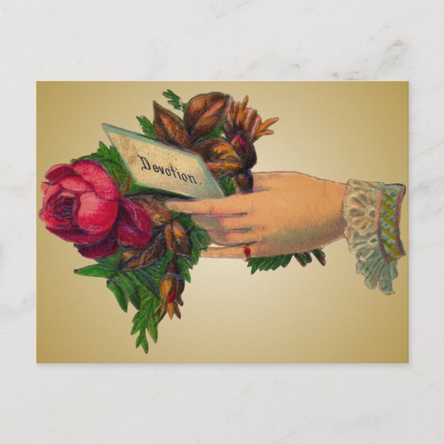 Postal Cartão do Dia das Mães Antigo com Flores Vermelhas (Frente)