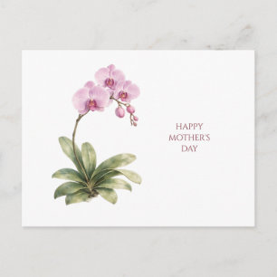 Postal Cartão do Dia das Mães Aquarela Orquídea Floral El