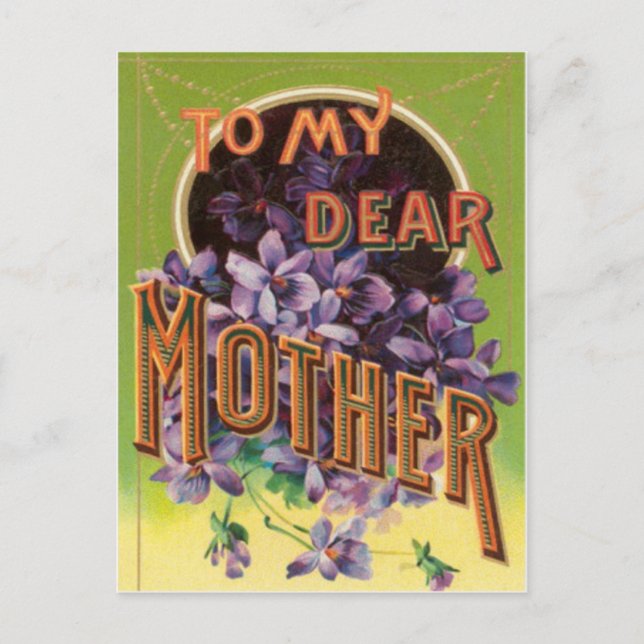 Postal Cartão do Dia das Mães com Flores Roxas (Frente)