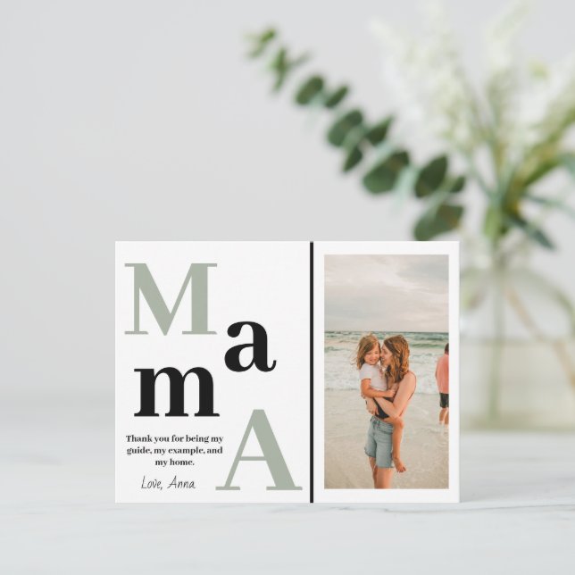 Postal Cartão do Dia das Mães com Foto Personalizada da M (Em pé/Frente)