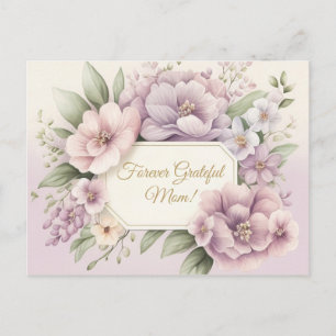 Postal Cartão do Dia das Mães Floral Roxo Suave
