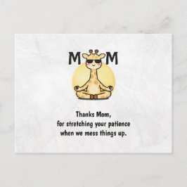 Postal Cartão do Dia das Mães Girafa Fofo Yoga Obrigado M