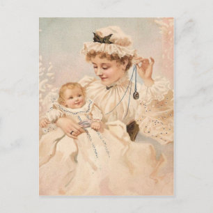 Postal Cartão do Dia das Mães Mãe Vitoriana Com Filho