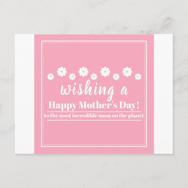 Postal Cartão do Dia das Mães, melhor mãe de sempre (Frente)