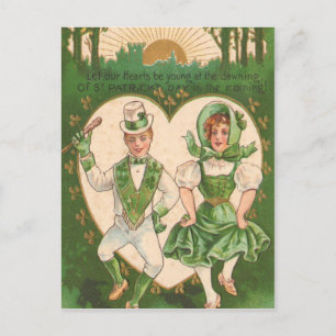 Postal Cartão do Dia de São Patrício com Corações Irlande