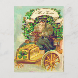Postal Cartão do Dia de São Patrício com Shamrock Vintage