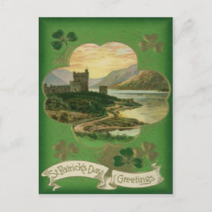 Postal Cartão do Dia de São Patrício do Castelo Shamrock