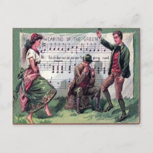 Postal Cartão do Dia de São Patrício Vintage Wearing Of T