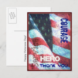 Postal Cartão do Dia dos Veteranos Coragem-Herói-Obrigado