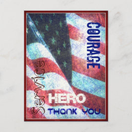 Postal Cartão do Dia dos Veteranos Coragem-Herói-Obrigado