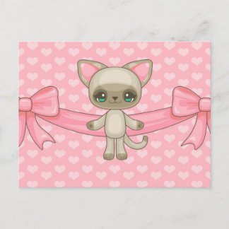 Postal Cartão do gatinho de Kawaii