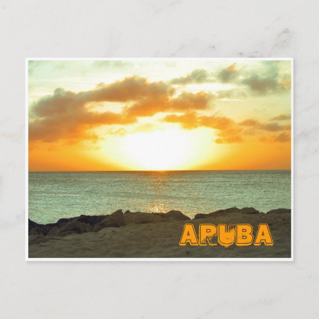 Postal Cartão do por do sol de Aruba (Frente)