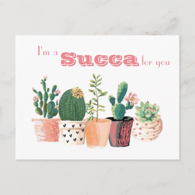 Postal Cartão do Succulent - eu sou um Succa para você (Frente)