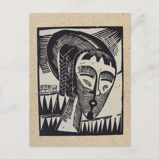 Postal Cartão do woodcut de Erich Heckel (Frente)
