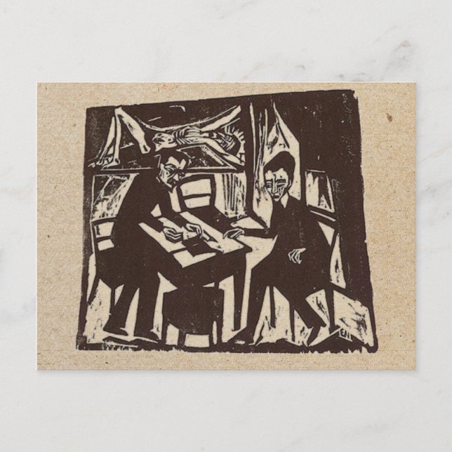 Postal Cartão do woodcut de Erich Heckel (Frente)