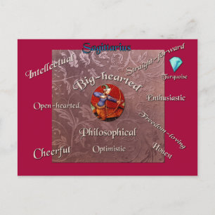 Postal Cartão do zodíaco das características do Sagit