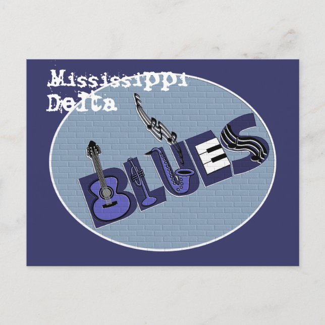 Postal Cartão dos azuis do delta de Mississippi (Frente)