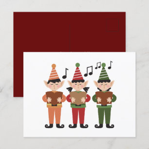 Postal Cartão Elfs De Cantor Festivo