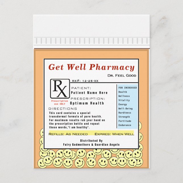 Postal Cartão Engraçado de Recuperação Rápida (Frente)