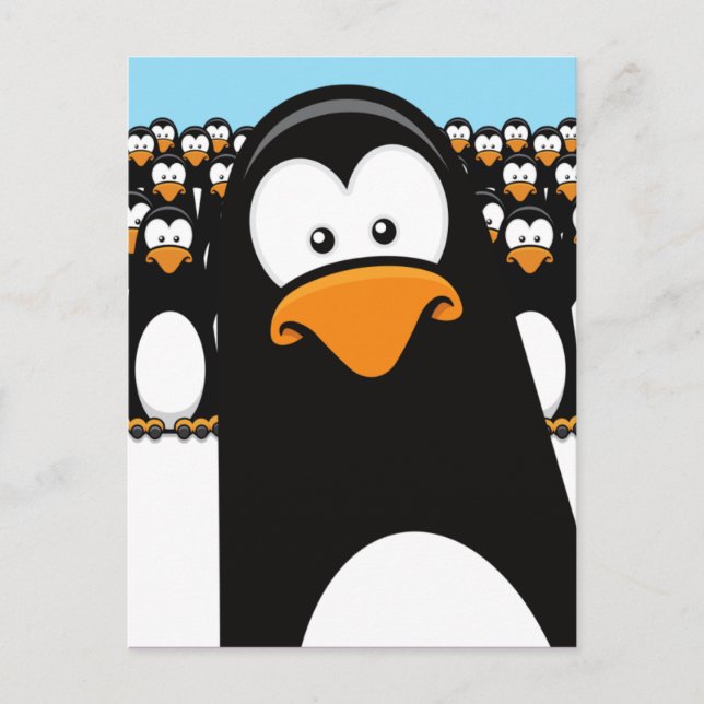 Postal Cartão engraçado dos pinguins dos desenhos (Frente)
