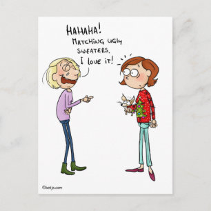 Postal Cartão feio de harmonização das camisolas