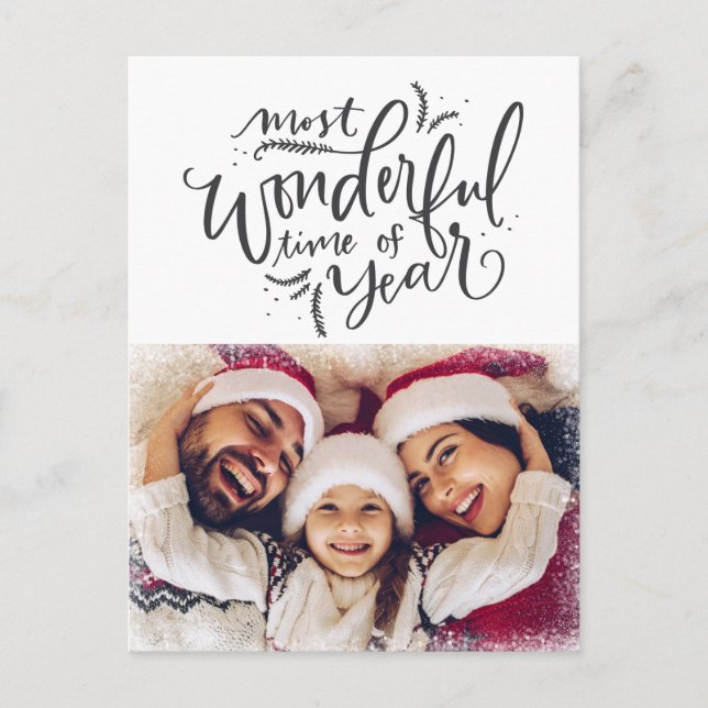 Postal Cartão Feliz Natal de Férias de Neve (Frente)