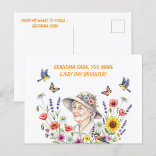Postal Cartão Floral de Vovó