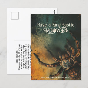 Postal 🕷️ cartão HALLOWEEN da aranha que faz refrigeraçã