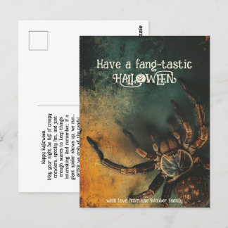 Postal 🕷️ cartão HALLOWEEN da aranha que faz refrigeraçã