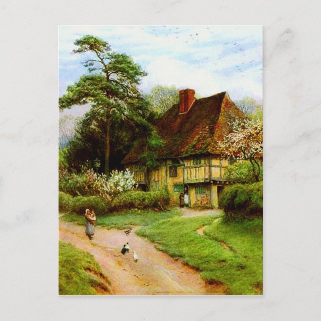 Postal Cartão ingleses velhos da casa de campo do país (Frente)