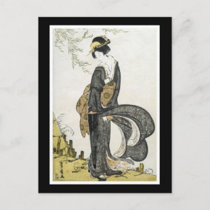 Postal Cartão japonês antigo da arte