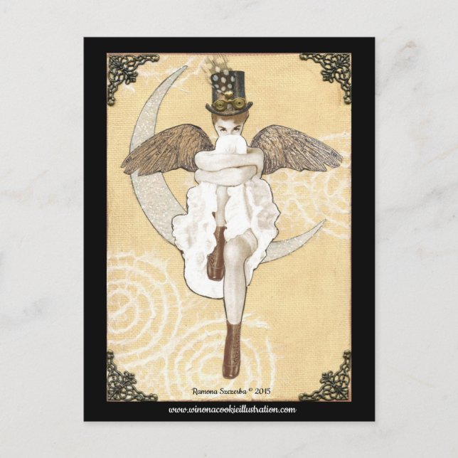 Postal Cartão lunar de Steampunk (Frente)