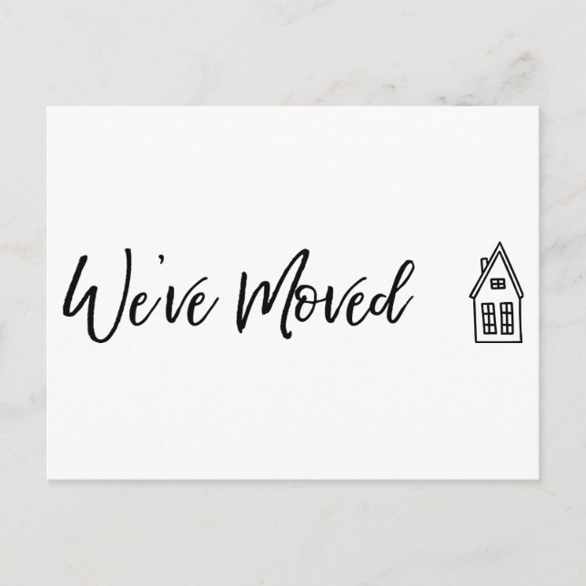 Postal Cartão Moderno "Nós nos Mudamos" com Desenho de Ca (Frente)
